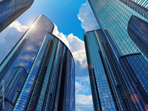 Naklejka na szybę Blue business buildings