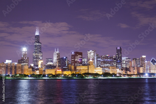 Fotoboard na płycie Dzielnica finansowa (chicago nocą)