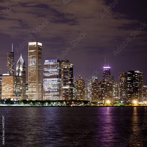 Fotoboard na płycie Dzielnica finansowa (chicago nocą)