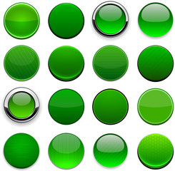 Poster - Green round high-detailed modern web buttons.