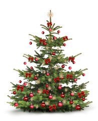 Poster - Weihnachtsbaum mit Rotem Christbaumschmuck