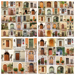 Wall Mural - collage made of many images of beautiful old doors from Italy, E