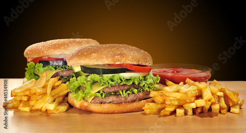 Naklejka samoprzylepna Hamburgery w trybie panoramicznym.