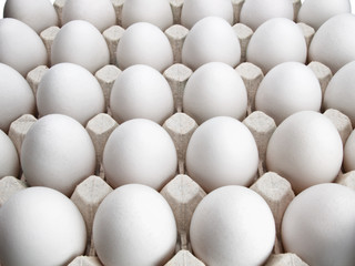 Eggs of a hen in cardboard packing.