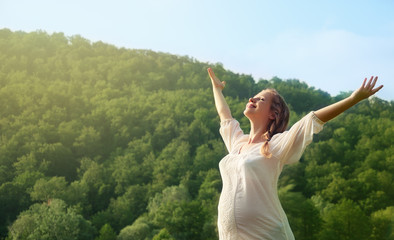 Poster - woman enjoying life outdoors in summer