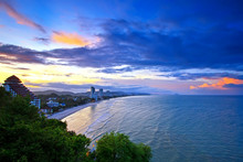 Sun Set Time At Hua-Hin Beach In Thailand