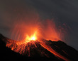 Leinwandbild Motiv Vulkanausbruch, Eruption bei Nacht