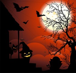 Halloween Night with Moonlight-Notte di Halloween-Vector