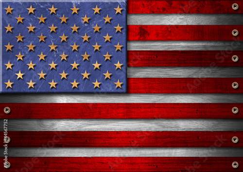 Board z aluminiowym obramowaniem Grunge drewna flaga USA