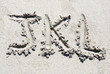 Sand beach alphabet: letters J, K  and L