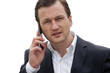 © katrin_timoff - Businessman  having conversation on mobile phone. Isolated on wh