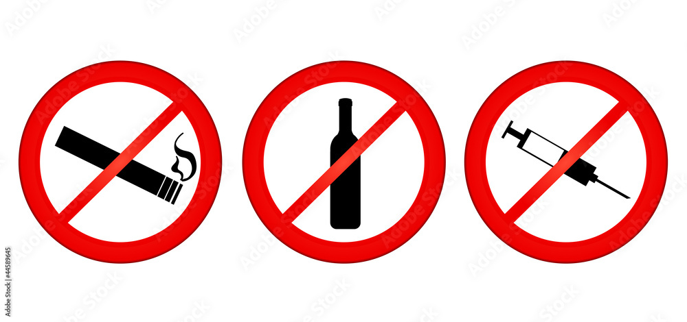 no smoking, no alcohol, no drugs Stock Vector