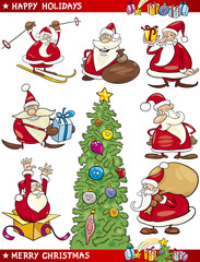 Wall Mural - Cartoon Set of Christmas Themes