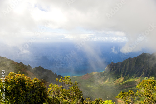 Obraz na płótnie canvas trzyczęściowy "tryptyk" Dolina Kalalau na wybrzeżu na pali, Kauai, Hawaje. 