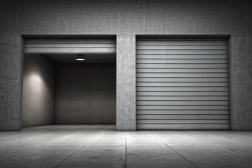 Canvas Print - Garage building made ​​of concrete