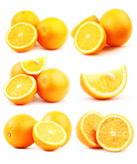 Wall Mural - Big compilation of juicy orange on white background