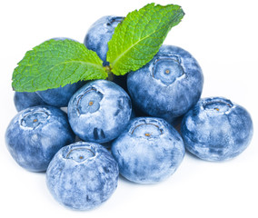 Wall Mural - Blueberries on a white background