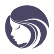 Girl portrait . Vector silhouette icon, monochrome 