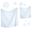 Linen sheets drying on a rope and Soap bubbles