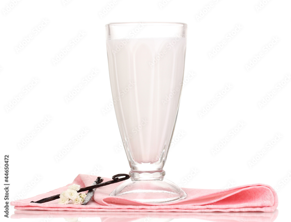 Vanilla milk shake isolated on white