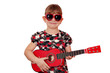 little girl with guitar and sunglasses