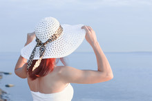 Beautiful Woman In  White Hat
