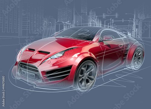 Fototapeta na wymiar Sports car sketch. Original car design.