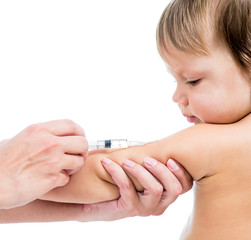 doctor vaccinating  baby isplated on a white background