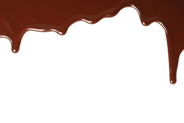 Aufkleber - Melted chocolate dripping on white background