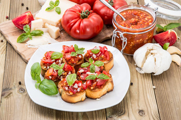 Sticker - Antipasti (Bruschetta) on a plate