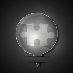 Poster - Vector glass puzzle icon on gray background. Eps 10