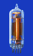 Vacuum electron tube on blue background (isolated with path)