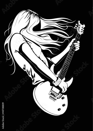 Obraz w ramie beautiful girl with a guitar on a scene