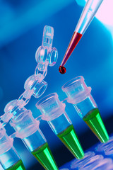 Wall Mural - loading of pcr samples in numbered plastic tubes