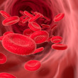 Rote Blutzellen fließen durch eine Arterie