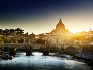 view on tiber and st peter basilica
