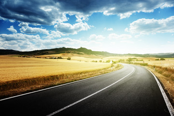 Poster - asphalt road in Tuscany Italy