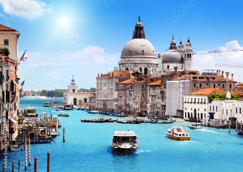 Board z aluminiowym obramowaniem Kanał grande i bazylika santa maria della salute, wenecja, włochy