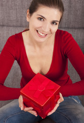 Poster - Woman with a christmas present