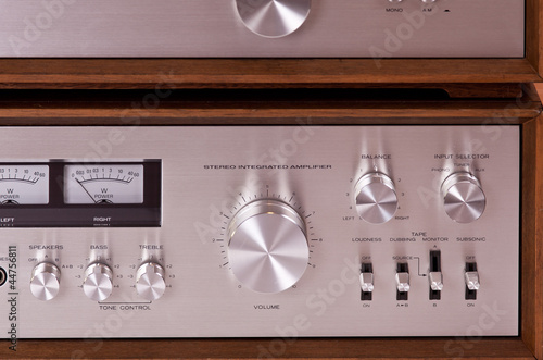 Vintage Hi Fi Stereo Amplifier In Wooden Cabinet Buy This Stock