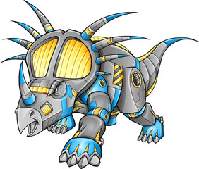 Aufkleber - Robot Machine Triceratops Dinosaur Vector