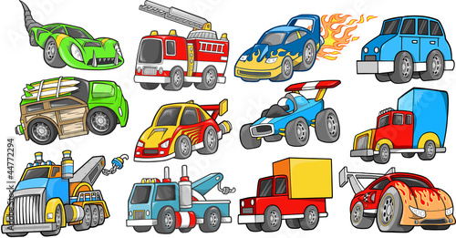 Naklejka - mata magnetyczna na lodówkę Transportation Vehicle Vector Set