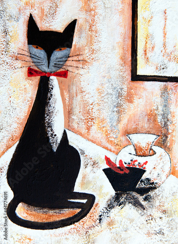 akwarela-ilustrujaca-czarnego-kota