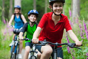 Wall Mural - Family biking