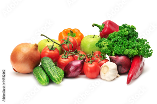 Naklejka - mata magnetyczna na lodówkę fruits and vegetables isolated on white background