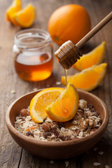 Wall Mural - muesli with oranges and honey