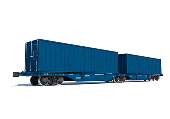 Isolated on white: modern blue container twin carriage