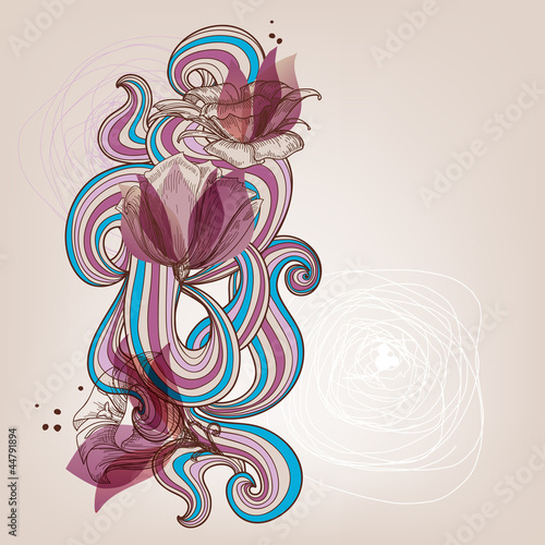 Fototapeta dla dzieci Floral card vector illustration