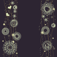 Fototapete - Floral festive borders (seamless pattern)
