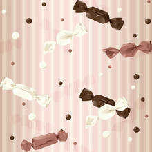 Pink Vintage Seamless Background With Candy